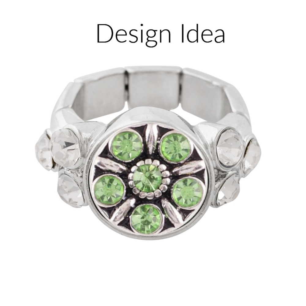 Snap Charm Stretch Ring with Rhinestones - Picture 4 of 6